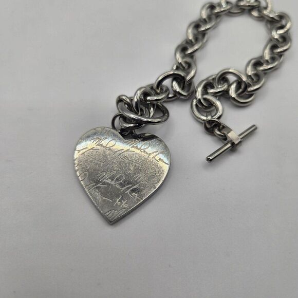 Michael Kors Silver Heart Charm Bracelet With Toggle Clasp & Pavé Crystal Detail - Picture 4 of 4